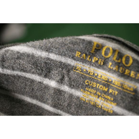 Polo Ralph Lauren Striped Custom Fit T-Shirt | Gray & White | Men’s XL - Picture 4 of 7